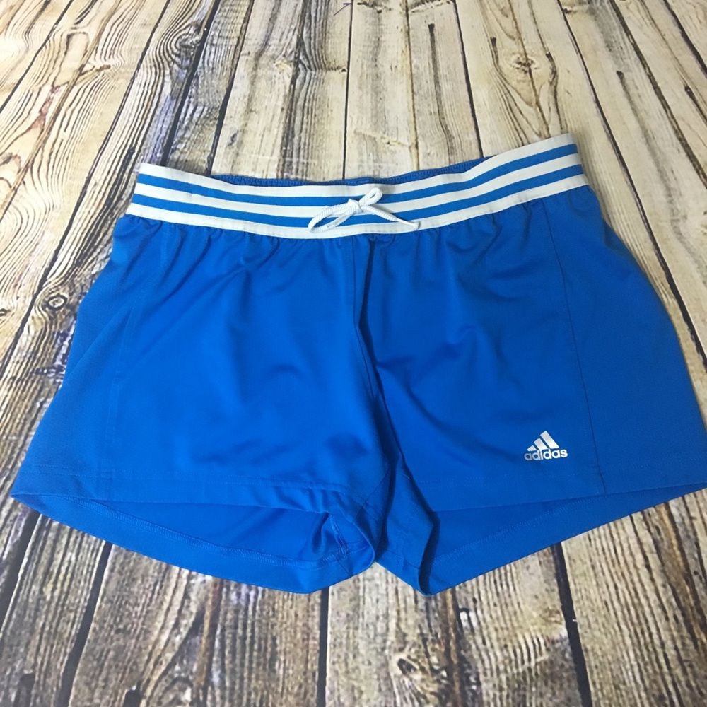 Adidas Womens Blue White Stripe Shorts